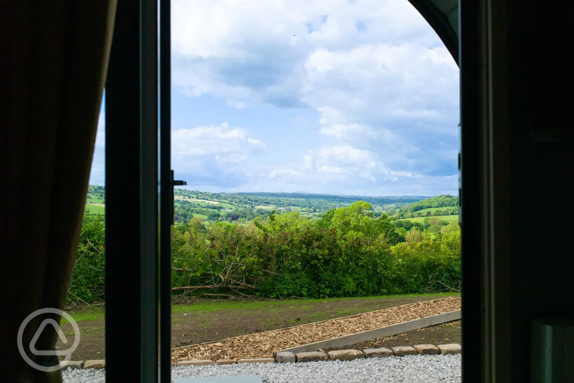 The view from inside the glamping pods