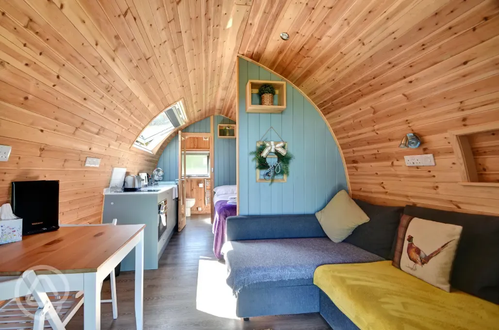 Glamping pod interior