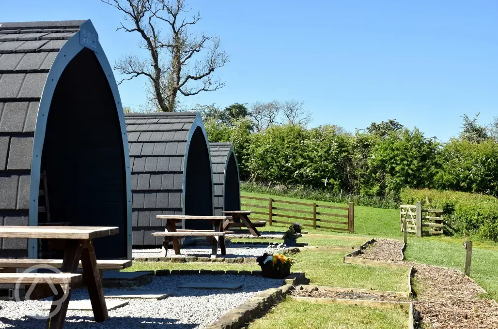 Glamping pod with hot tub exterior
