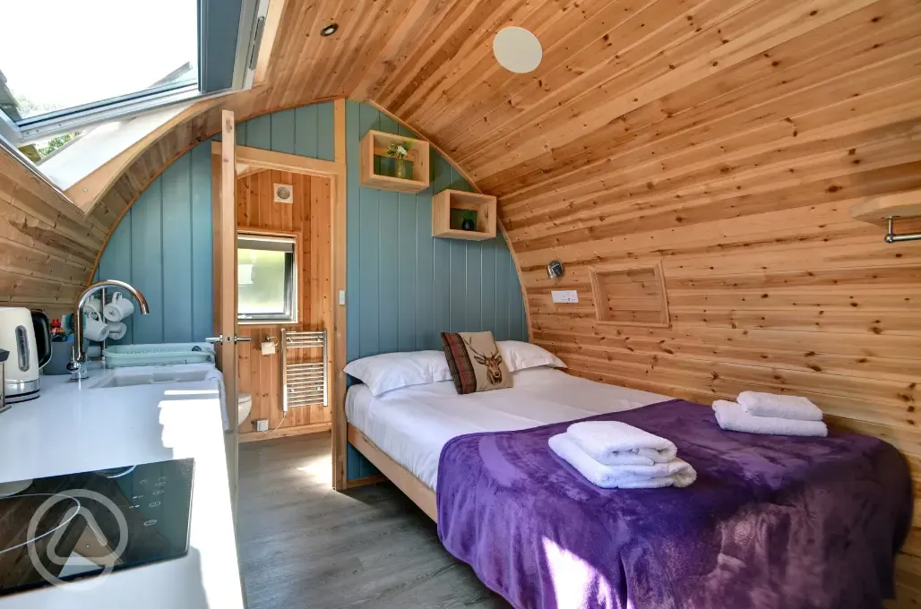 Glamping pod bed