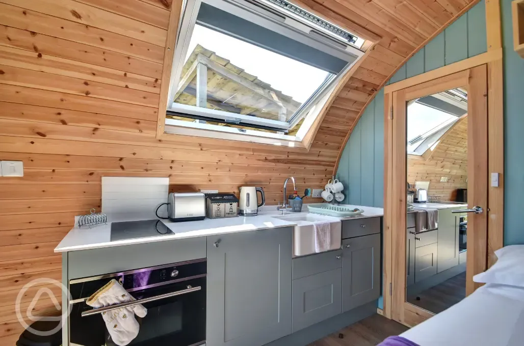 Glamping pod kitchenette 