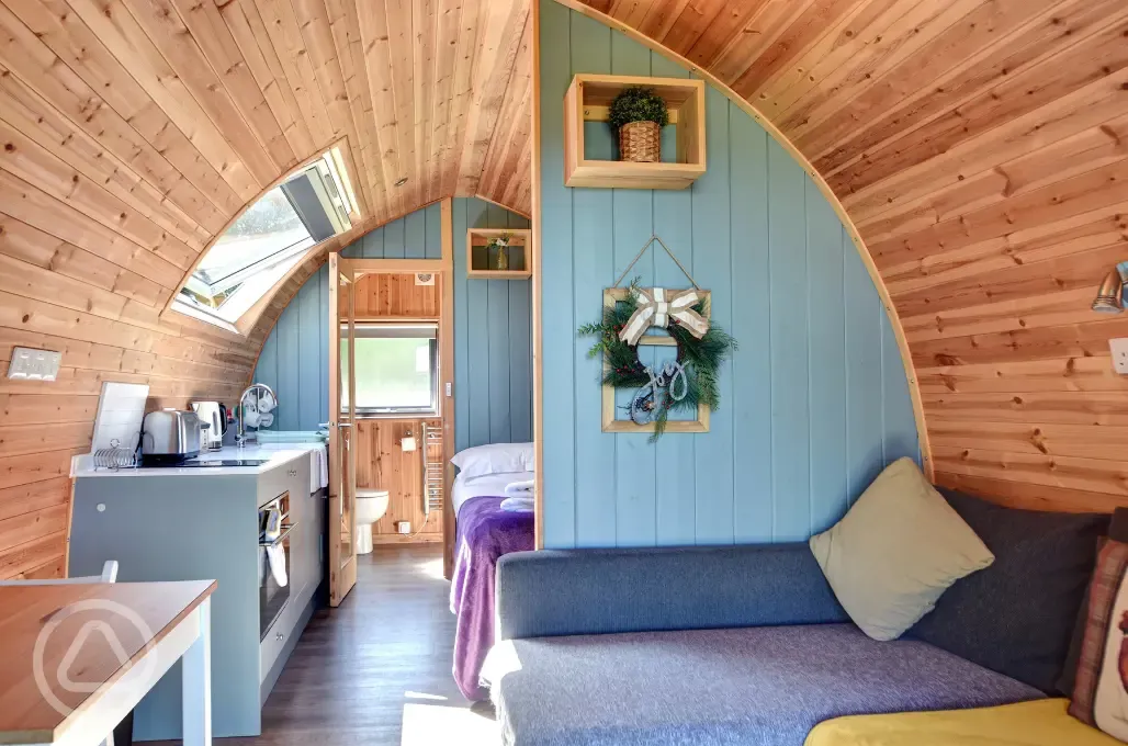 Glamping pod interior