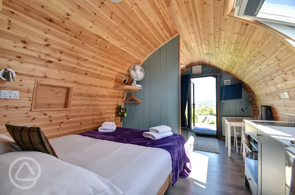 Glamping pod bed