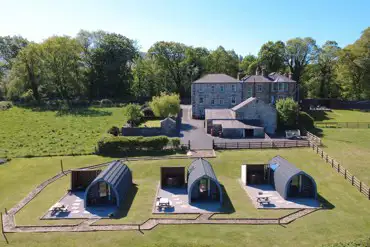 Aerial of Glamping at Greendale in the Ribble Valley