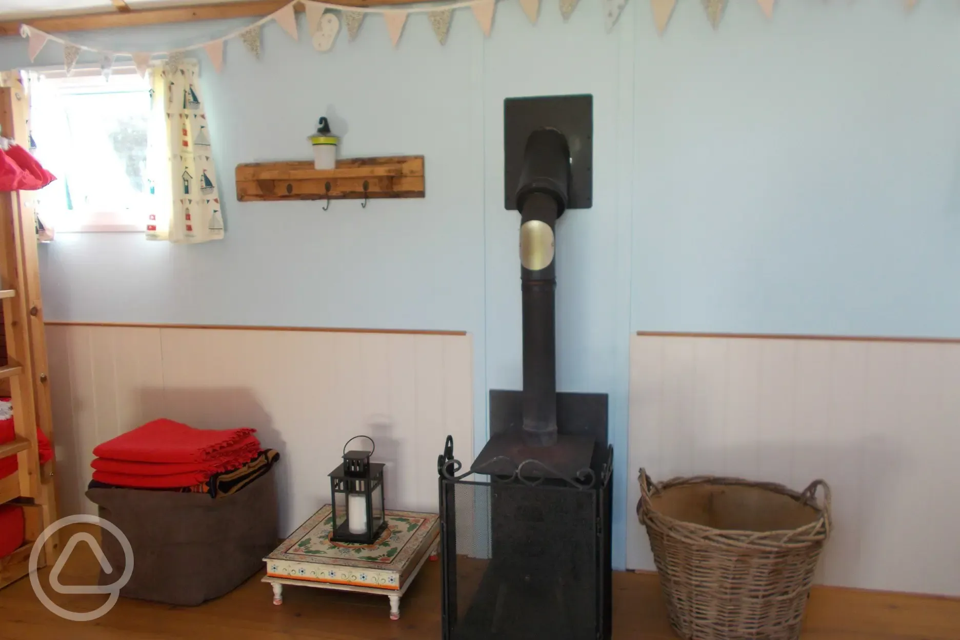 Shepherds hut interior - wood burning stove
