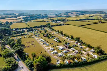 Shrubbery Touring Park aerial overlooking countryside from the west