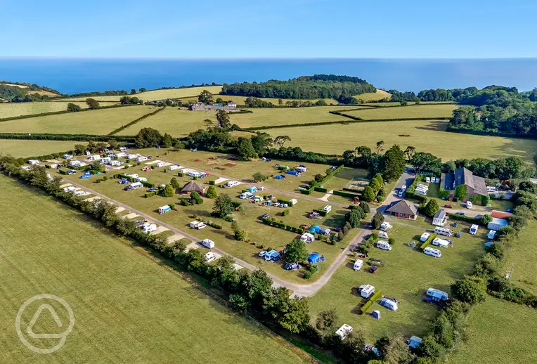 Shrubbery Touring Park aerial overlooking the Jurassic Coast