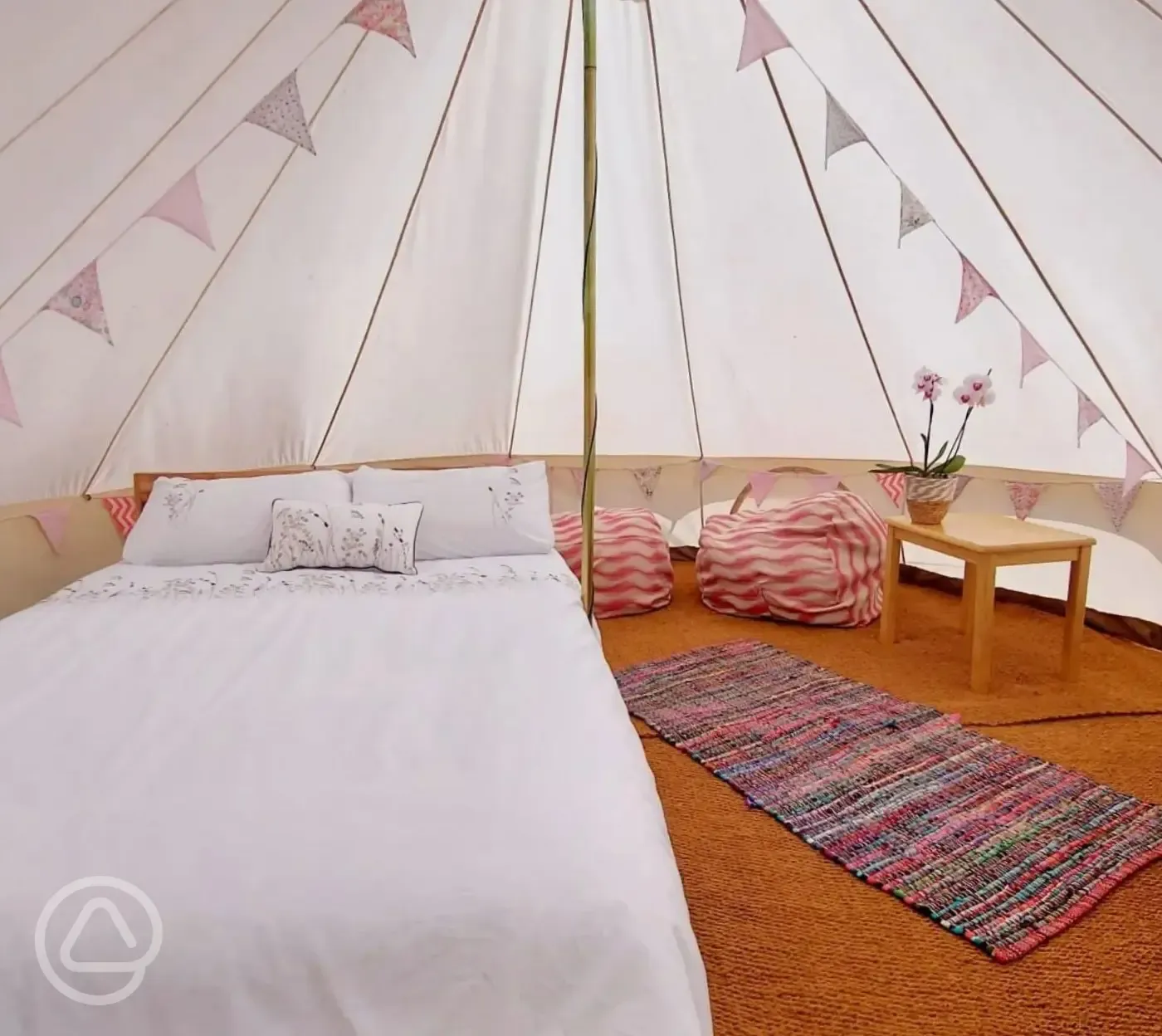 Furnished bell tent interior