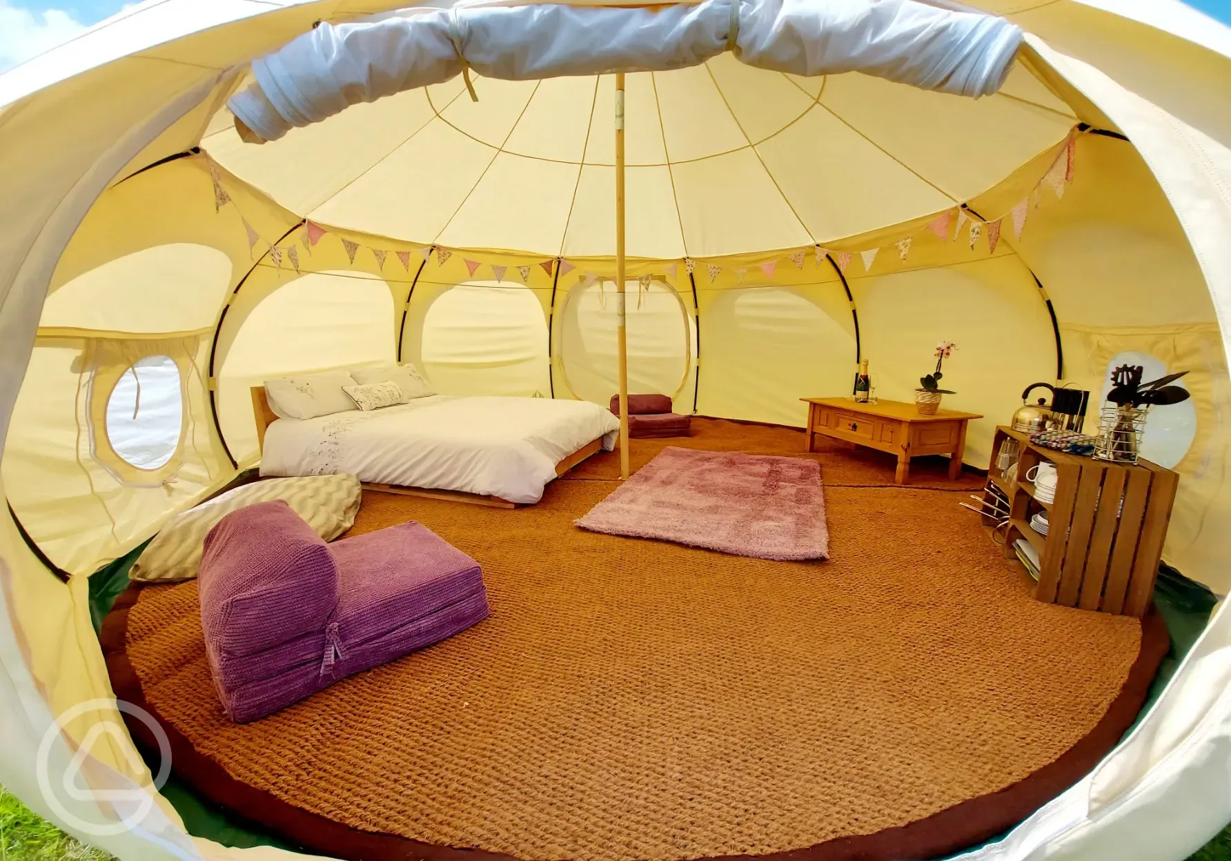 Furnished Luna Lotus Belle tent interior