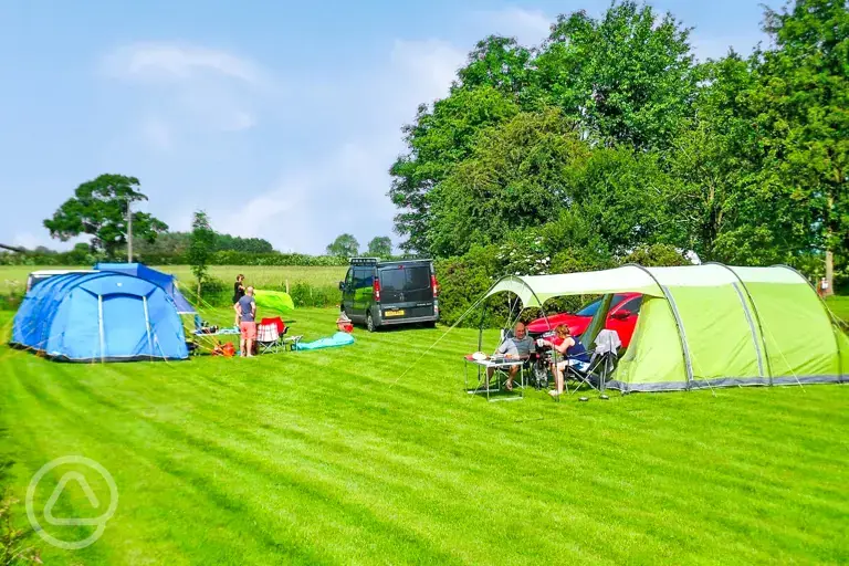 Non electric grass tent pitches