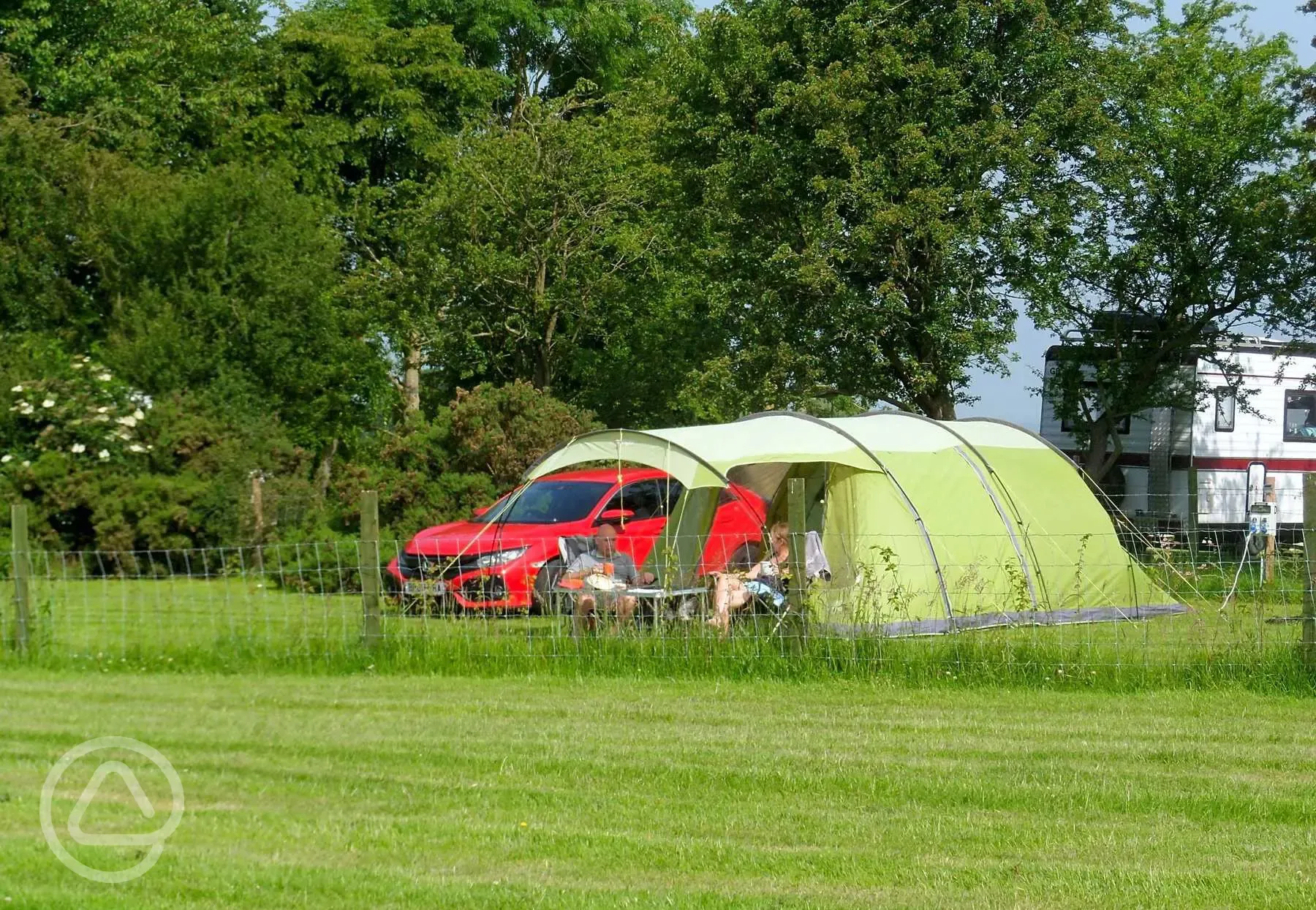 Non electric grass tent pitches