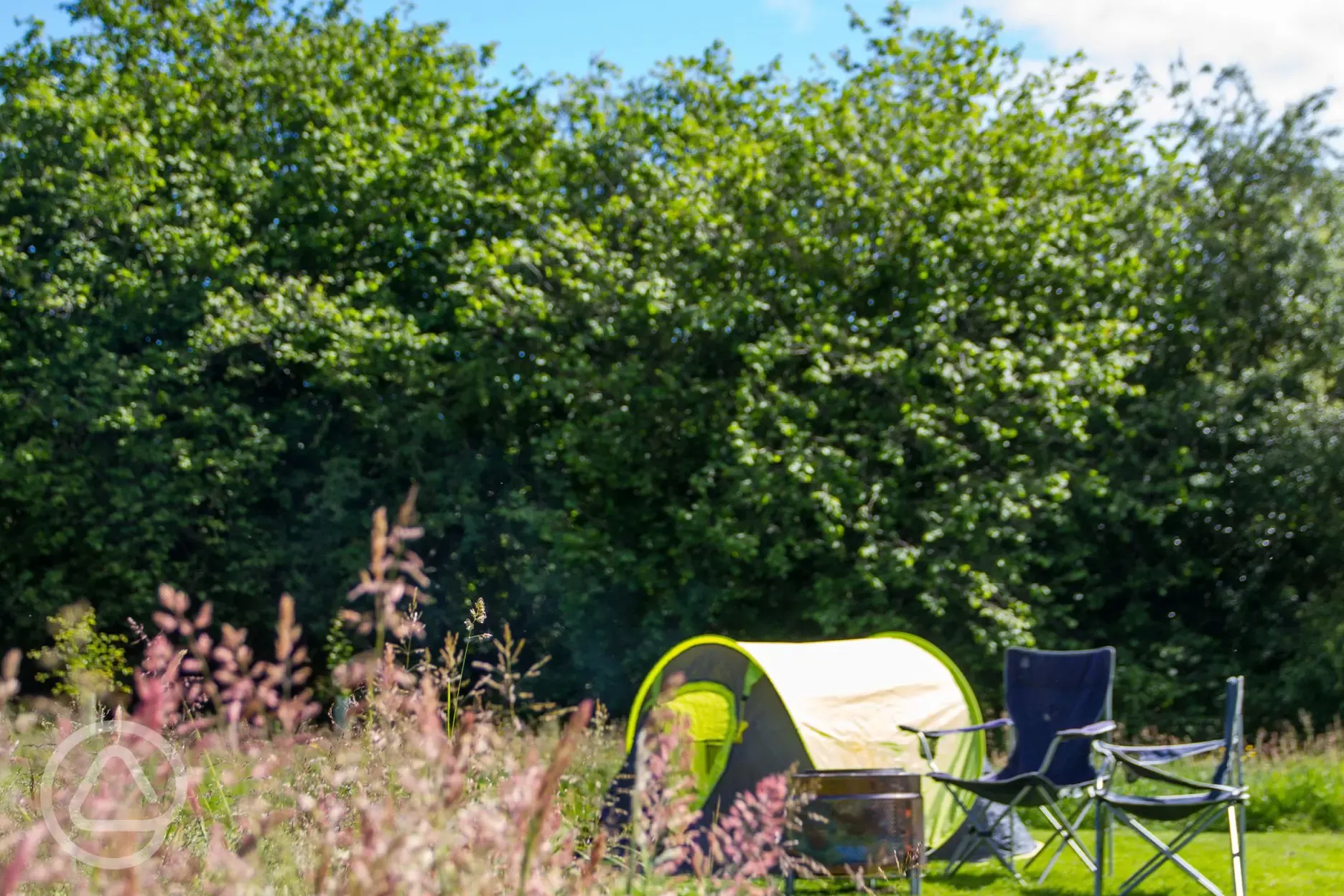 Non electric grass tent pitches