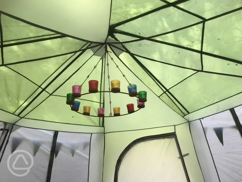 Rental tent tea light chandelier
