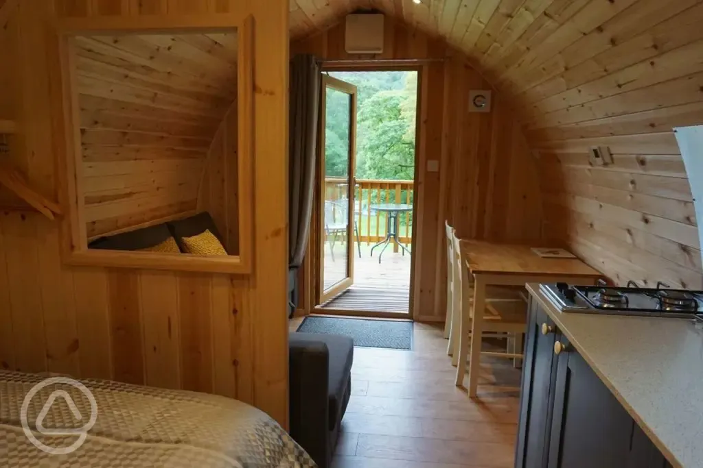 Ensuite glamping pod interior