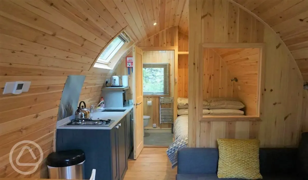 Ensuite glamping pod interior