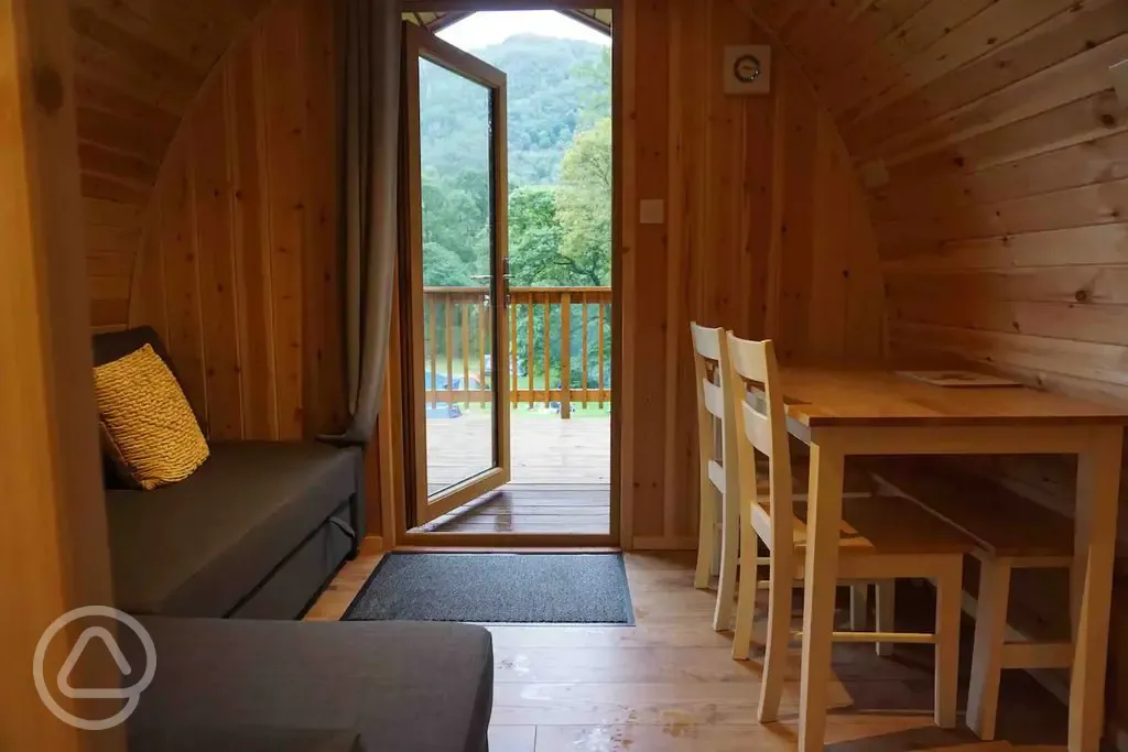View from inside the ensuite glamping pod 