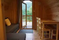 View from inside the ensuite glamping pod 