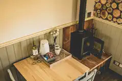 Shepherd's hut dining area