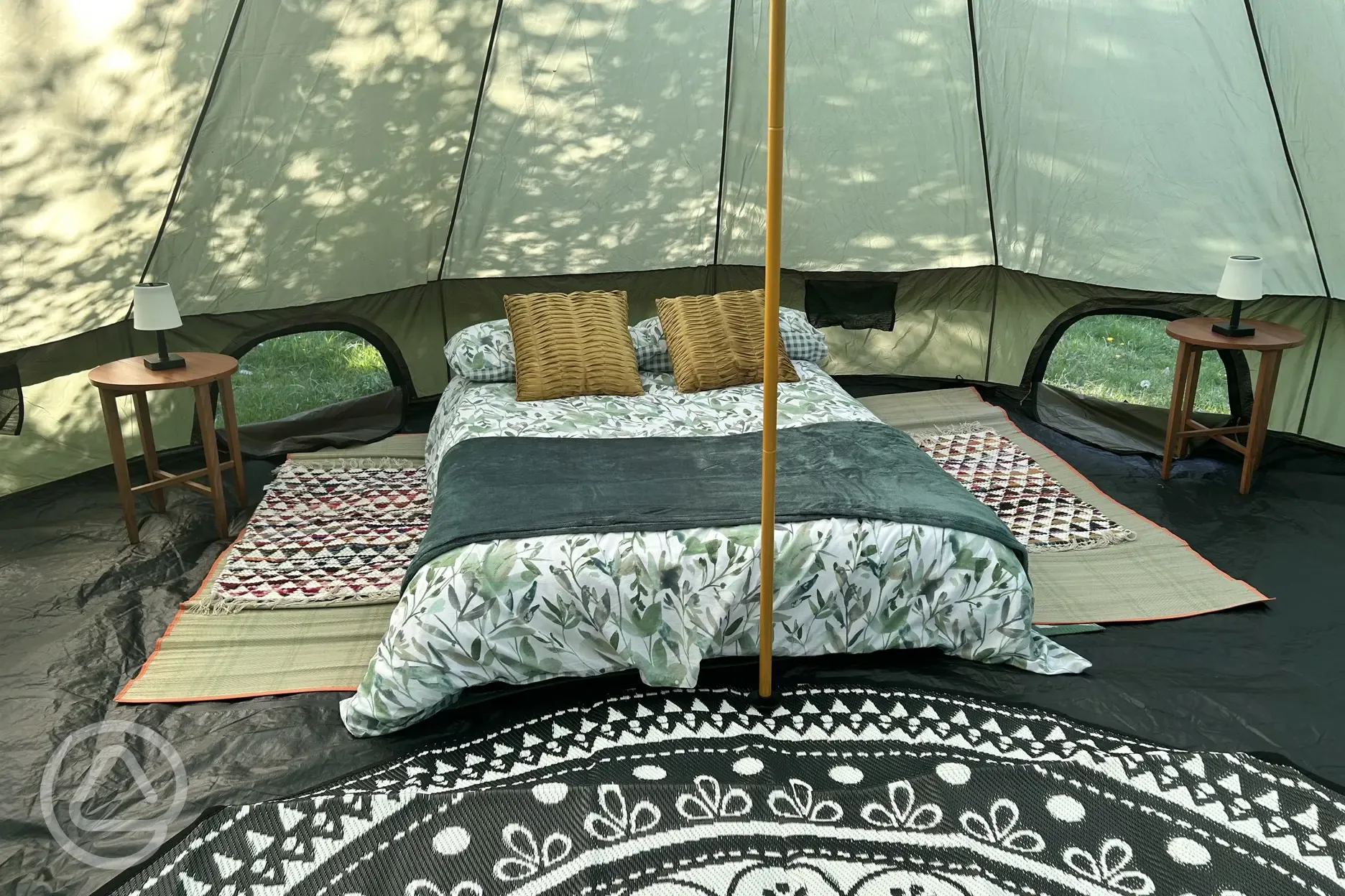 Furnished bell tent interior