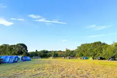 Grass pitches at Gresham Hall Glamping