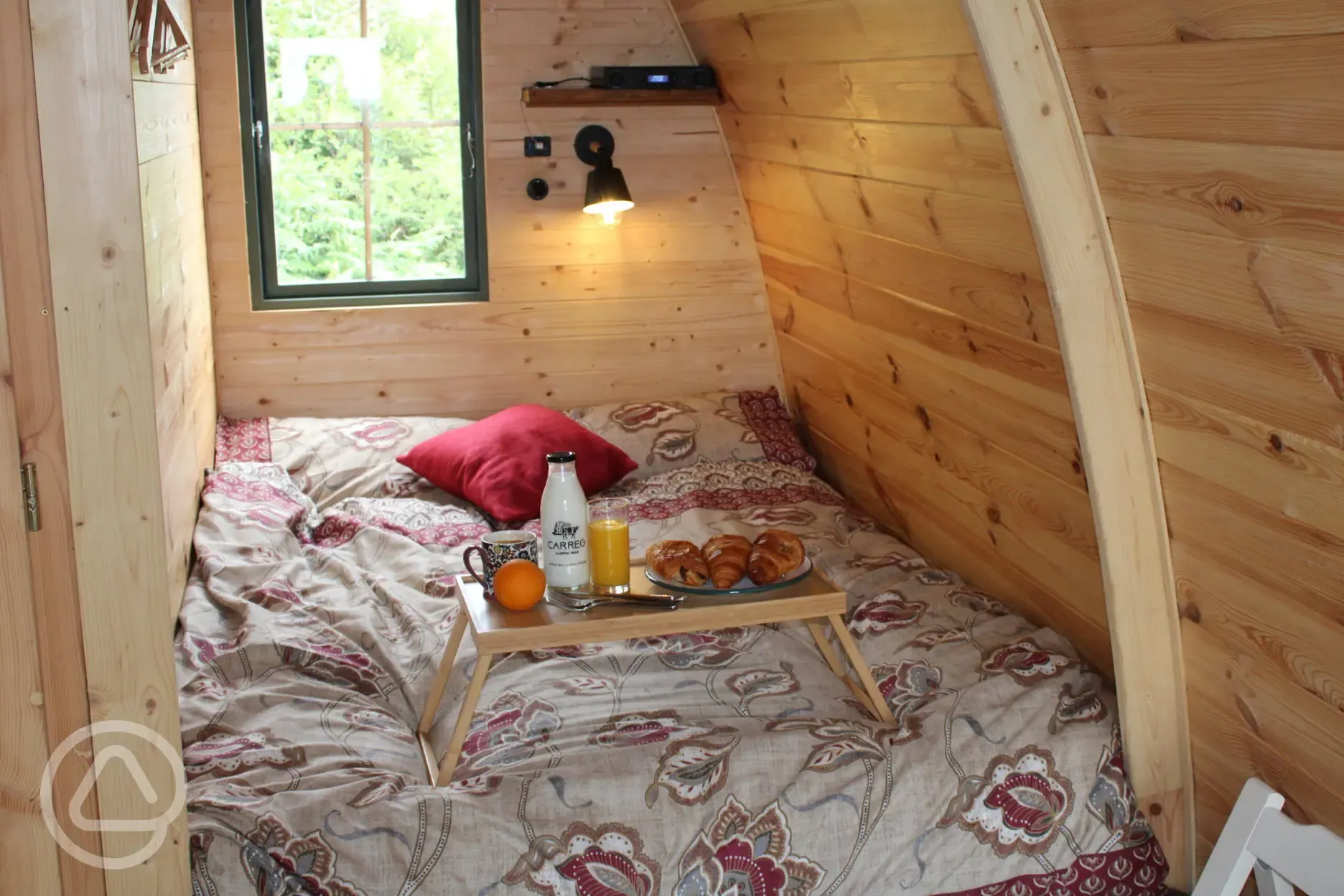 Glamping pod bed