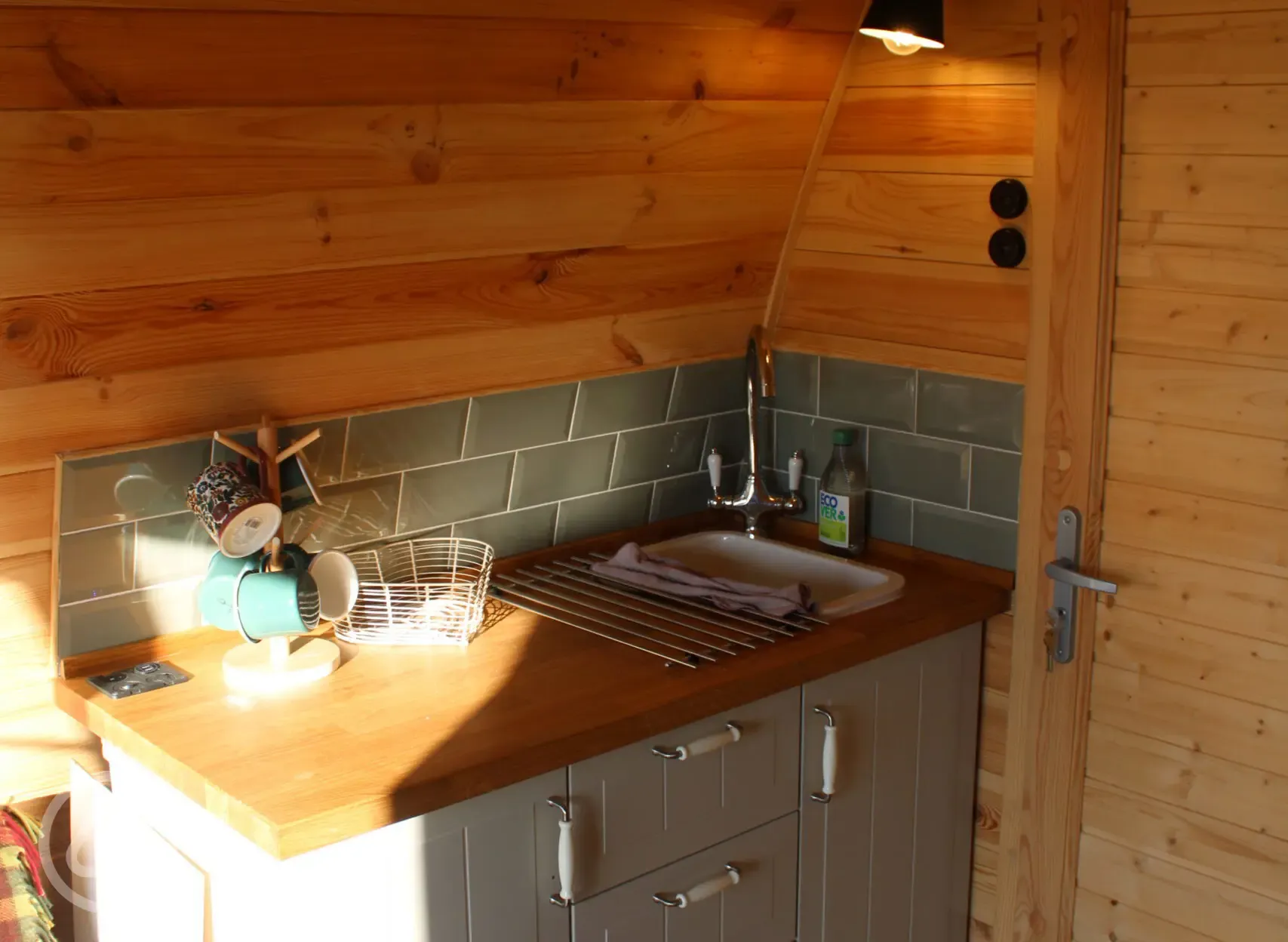 Glamping pod kitchenette