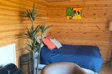 Glamping cabin bedroom