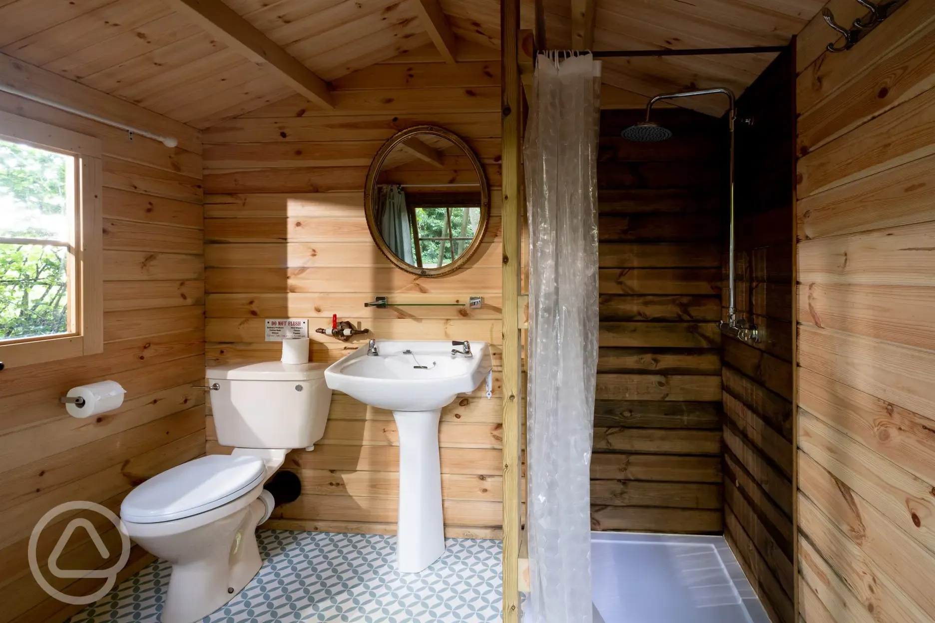 Camping pod private bathroom