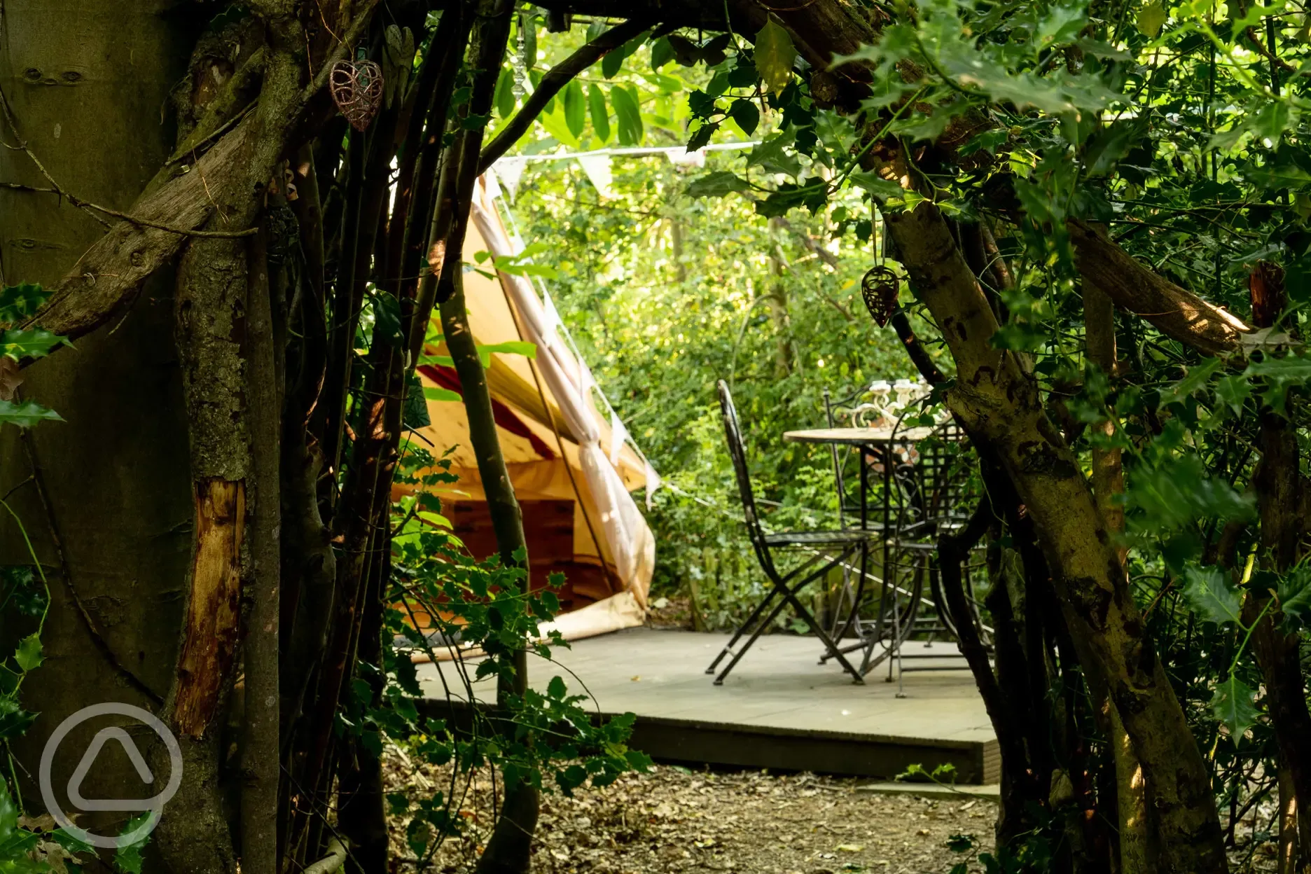 Woodland tunnel into the Bedouin bell tent area