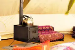 Bedouin bell tent log burning stove