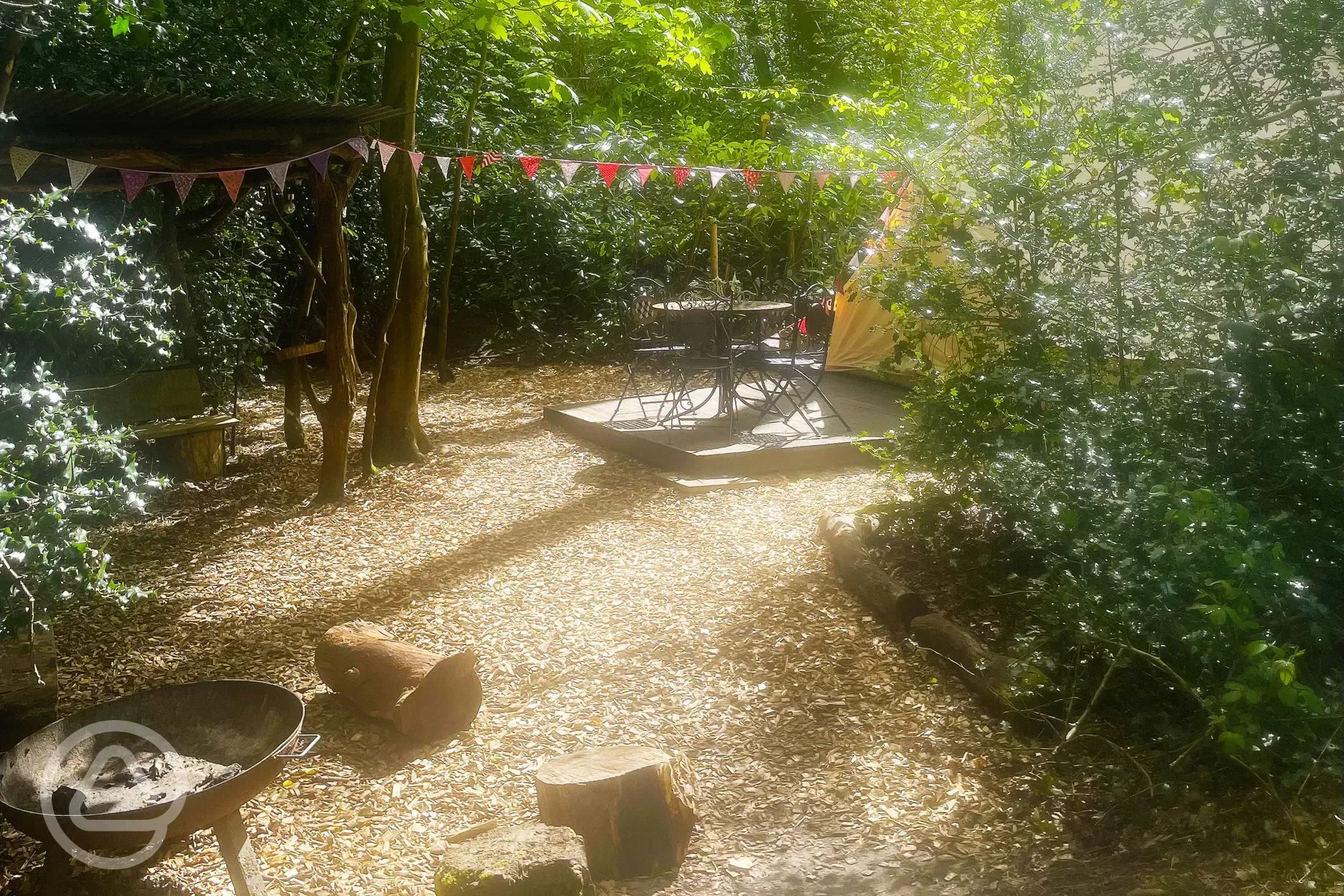 Bedouin bell tent private clearing and seating area