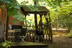 Camping pod under cover cooking area