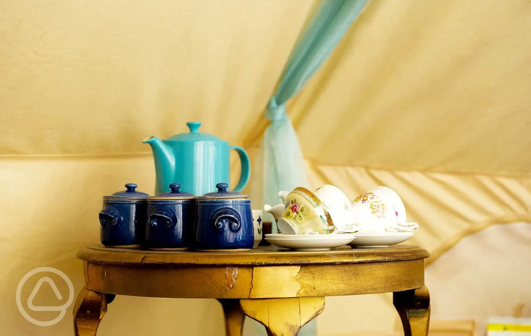 Moroccan bell tent tea and coffee making facilities