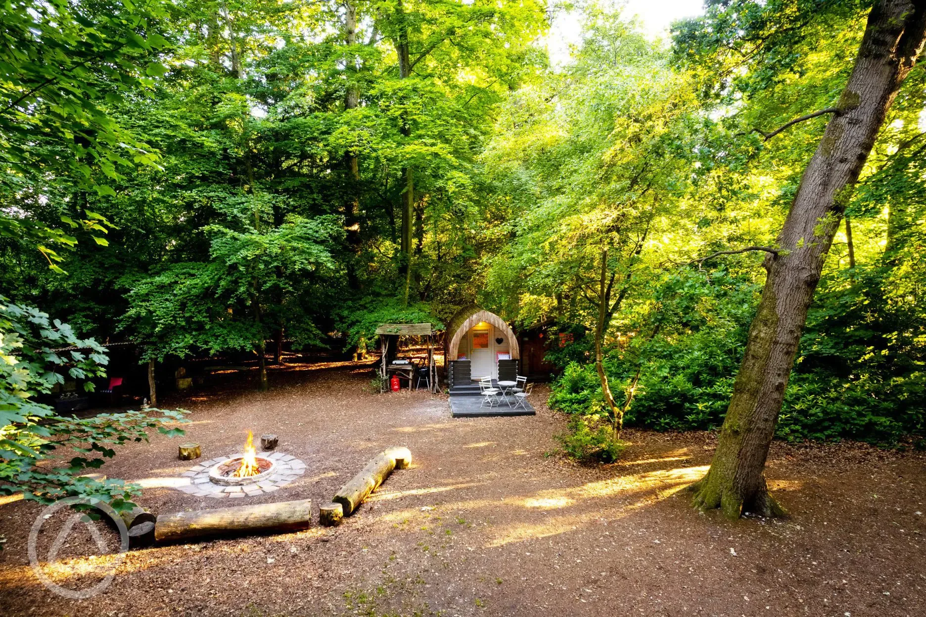 Camping pod and fire pit