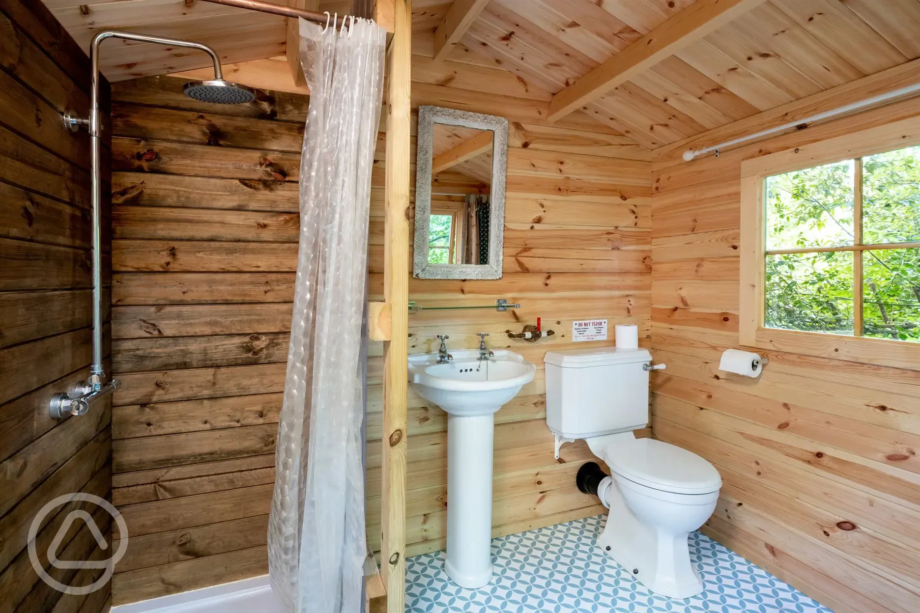 Camping pod private bathroom