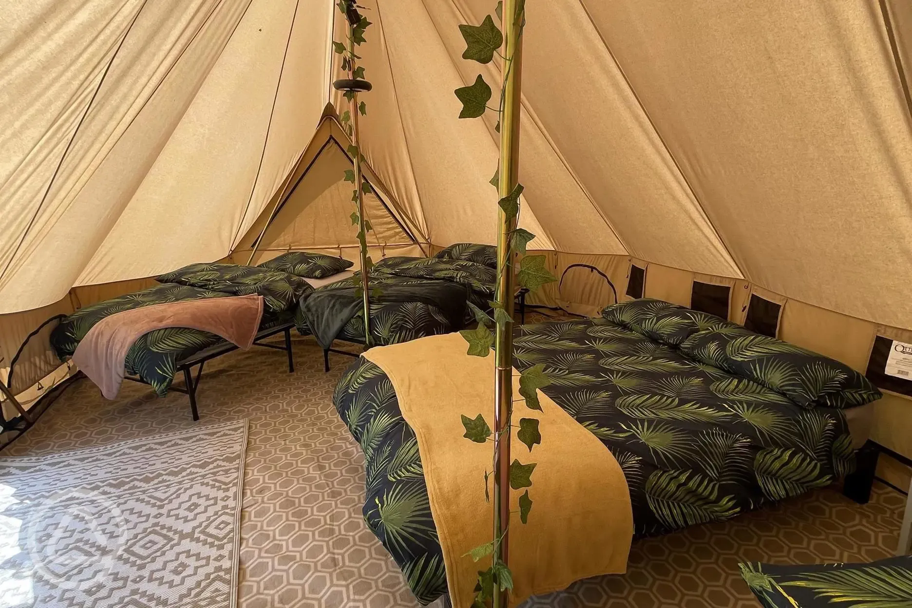 Deluxe bell tent beds