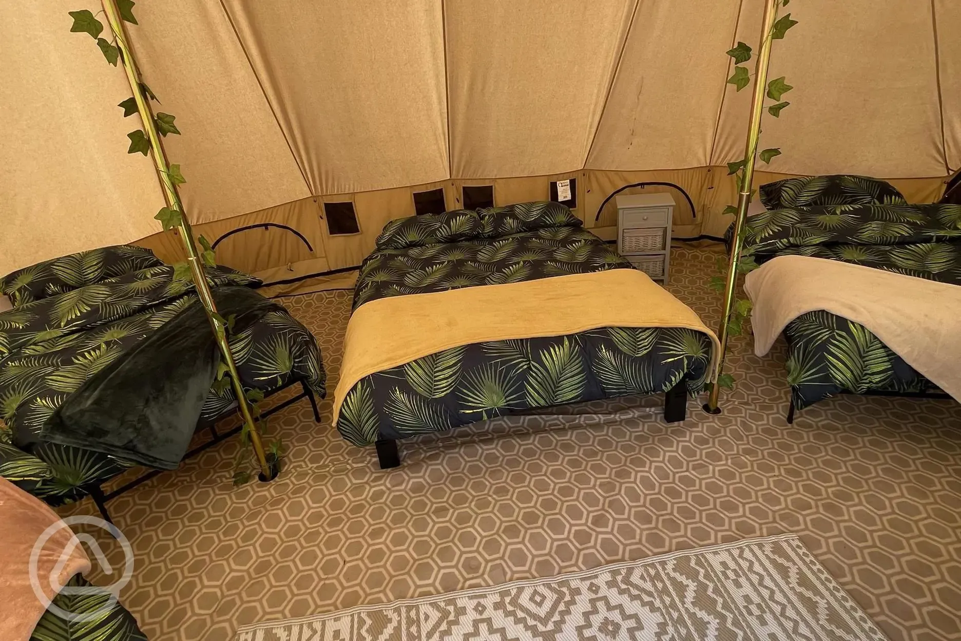 Deluxe bell tent beds