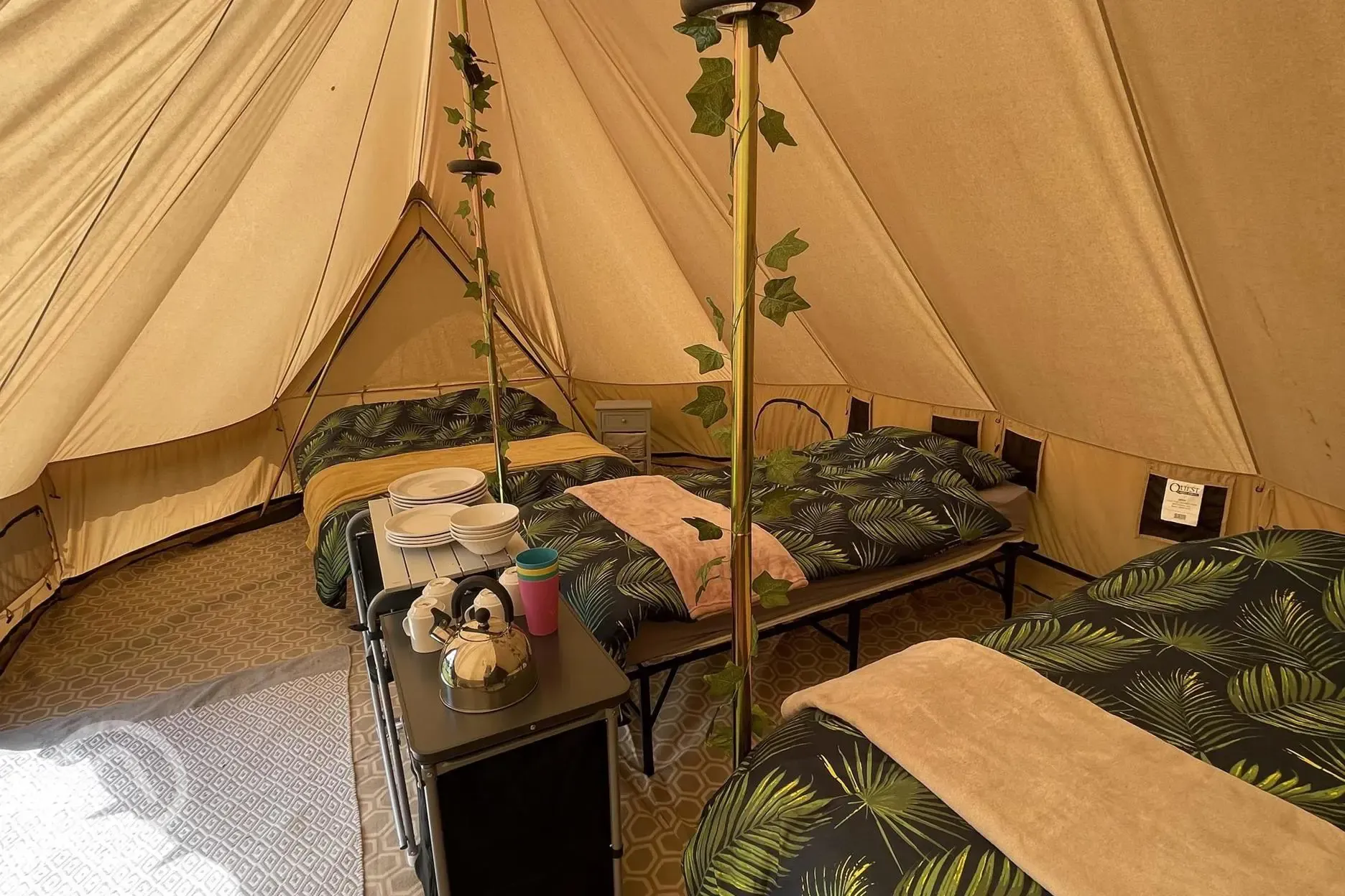 Deluxe bell tent beds