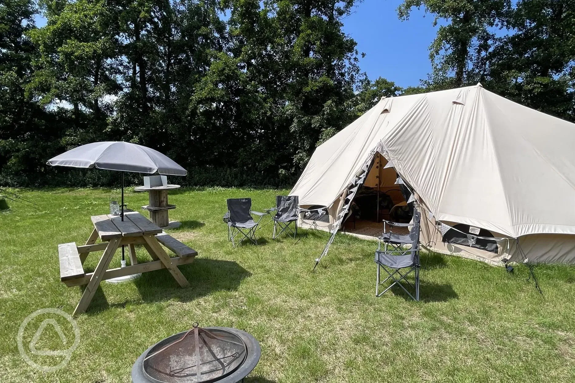 Deluxe bell tent outdoor seating