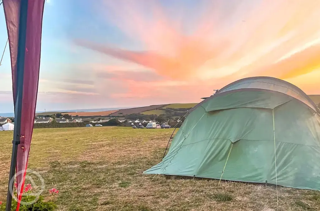 Non electric grass pitches at sunset