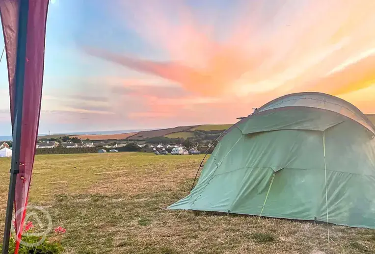 Non electric grass pitches at sunset