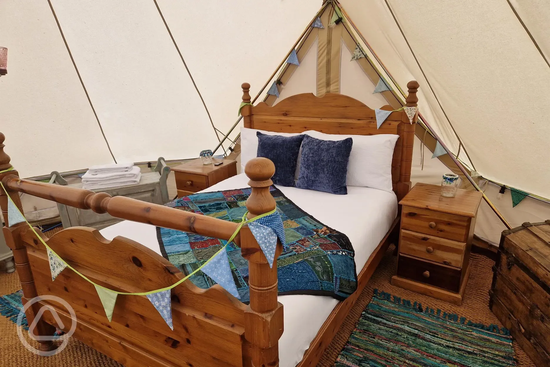 Green bell tent interior