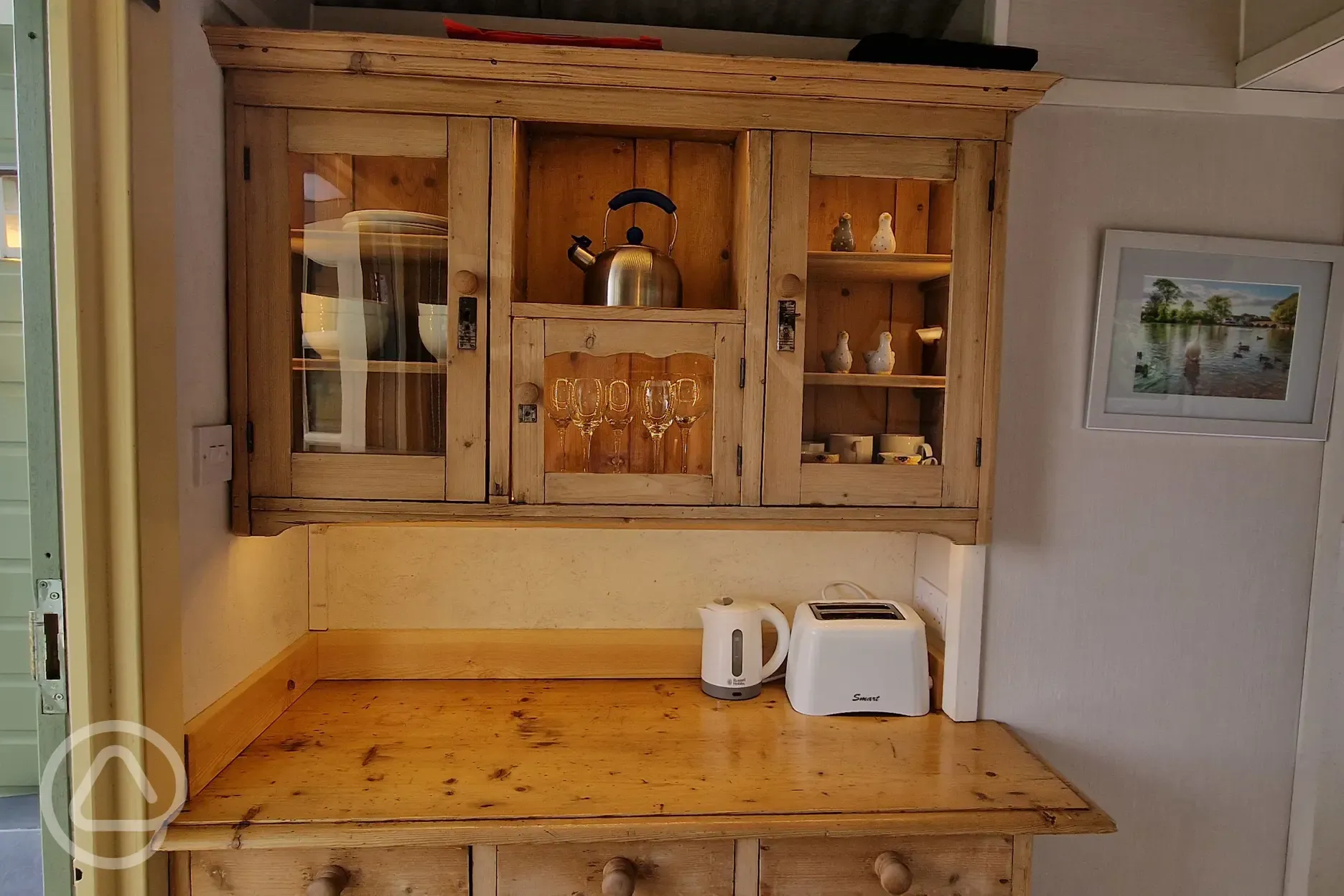 Shepherd's hut kitchen area