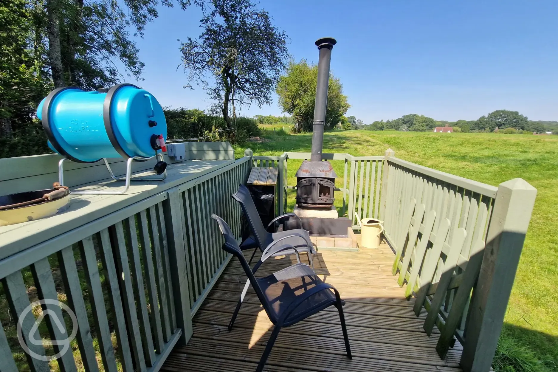 Shepherd's hut decking area