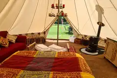 Red bell tent interior Red bell tent interior