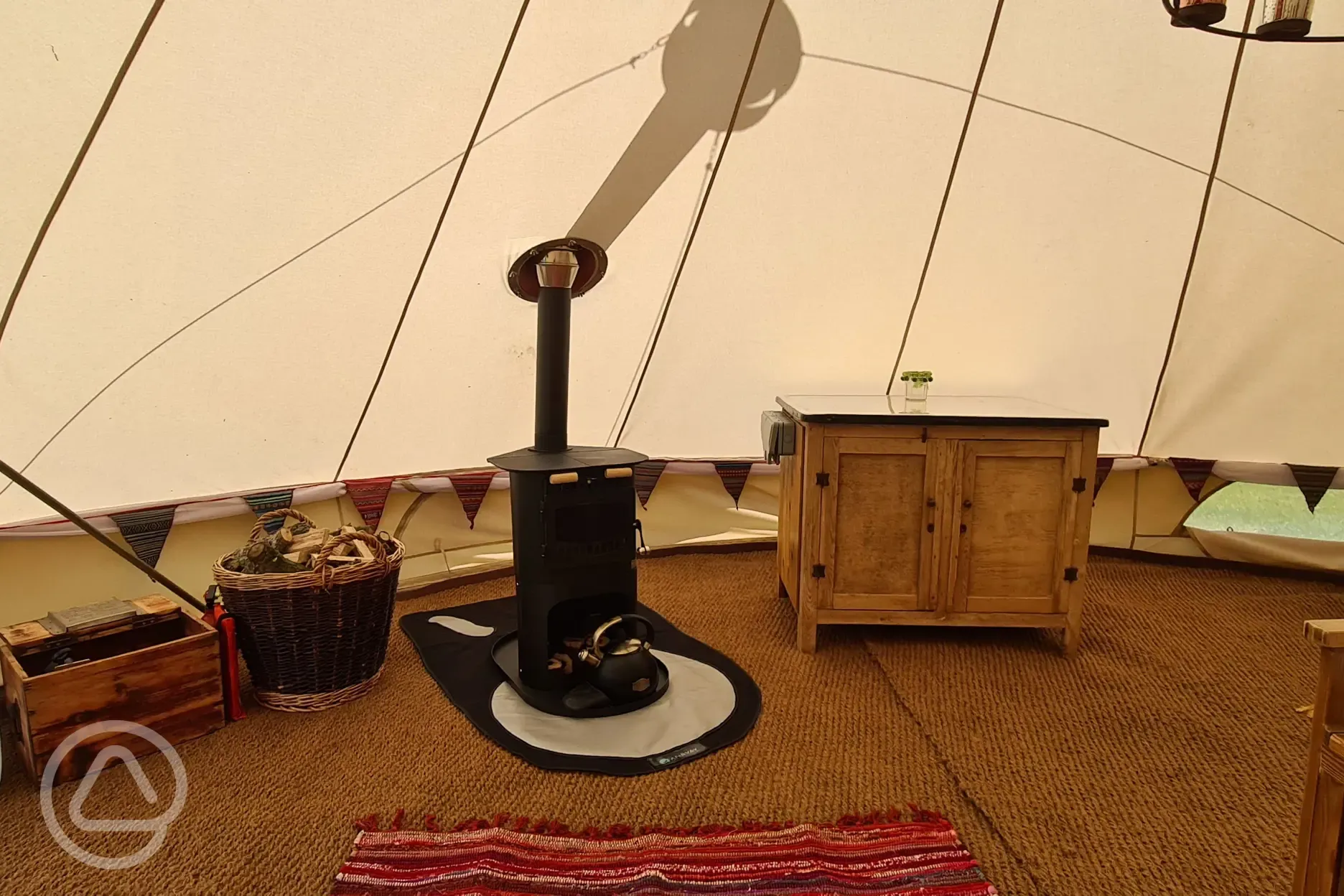 Red bell tent interior