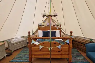 Green bell tent interior