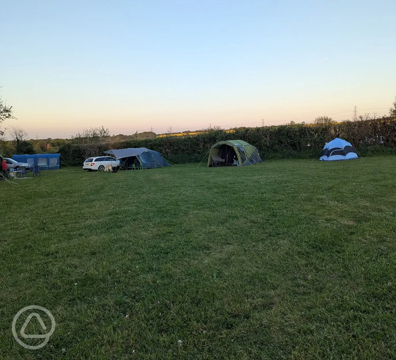 Non electric grass pitches at sunset