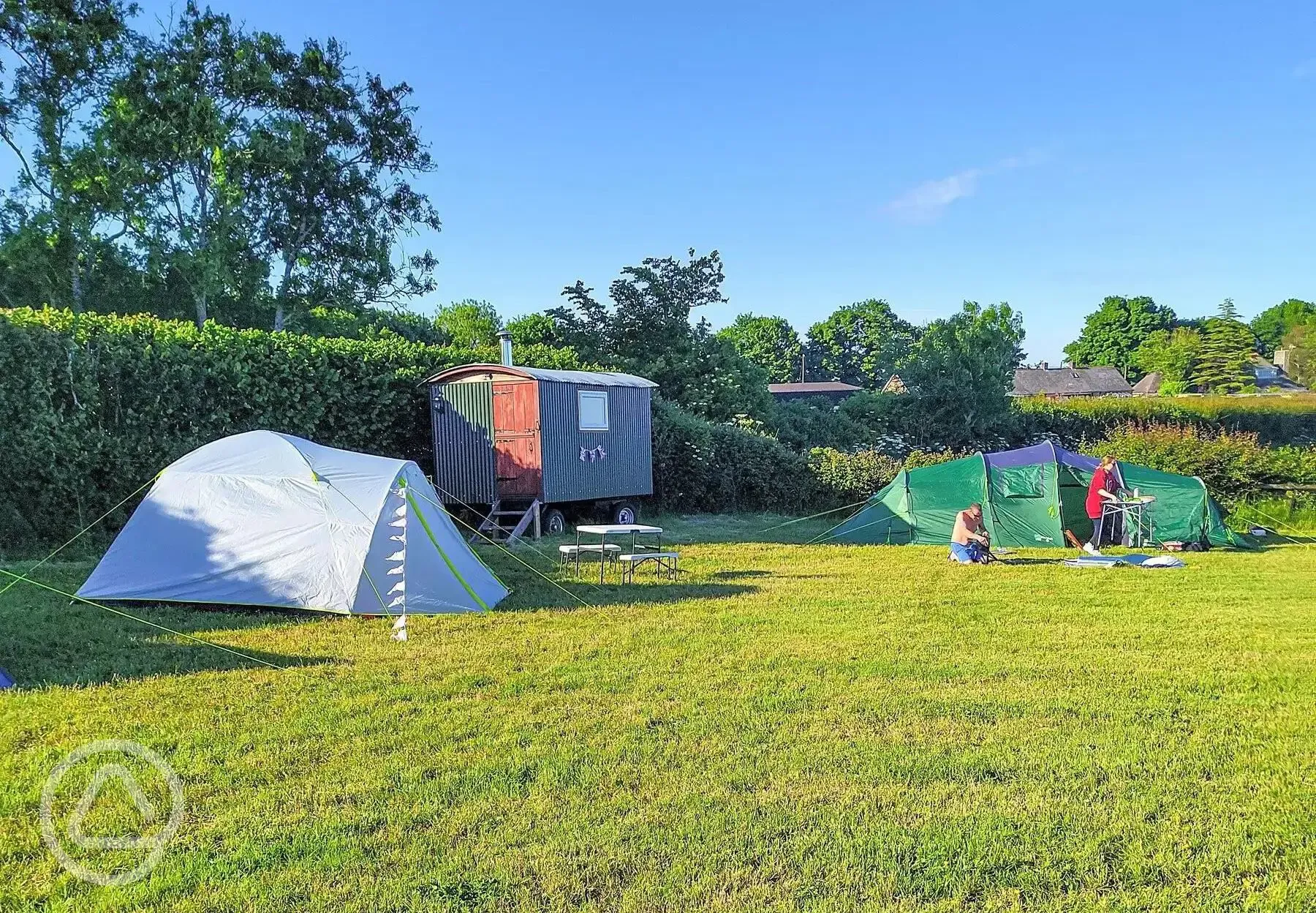 Non electric grass tent pitches