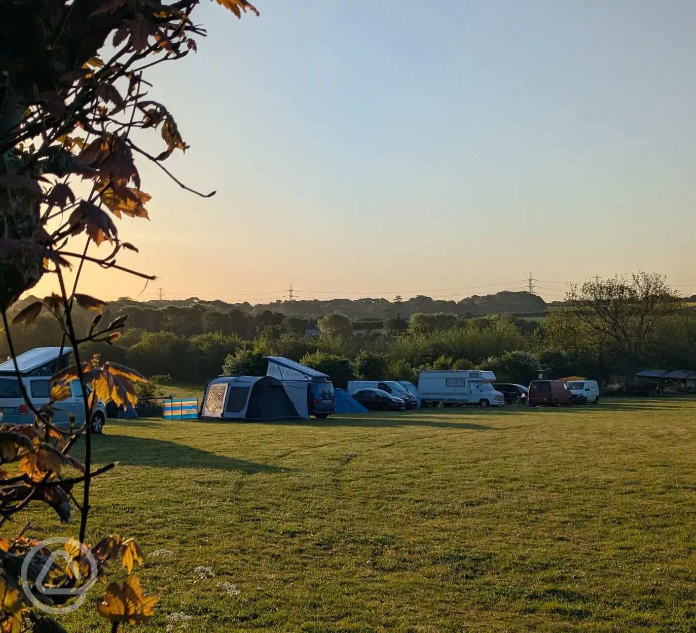 Non electric grass pitches at sunset